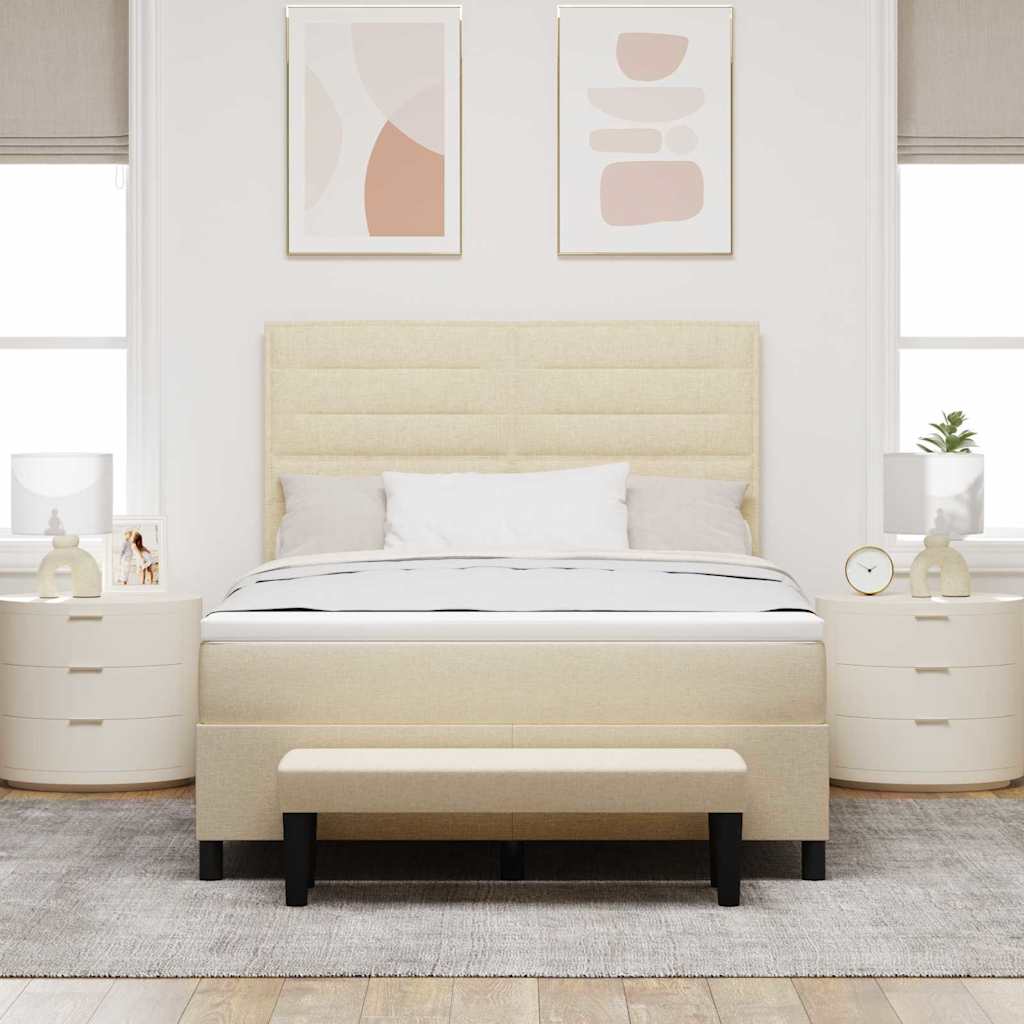 Box spring seng med hovedgærde Creme 160 x 200 cm Stof