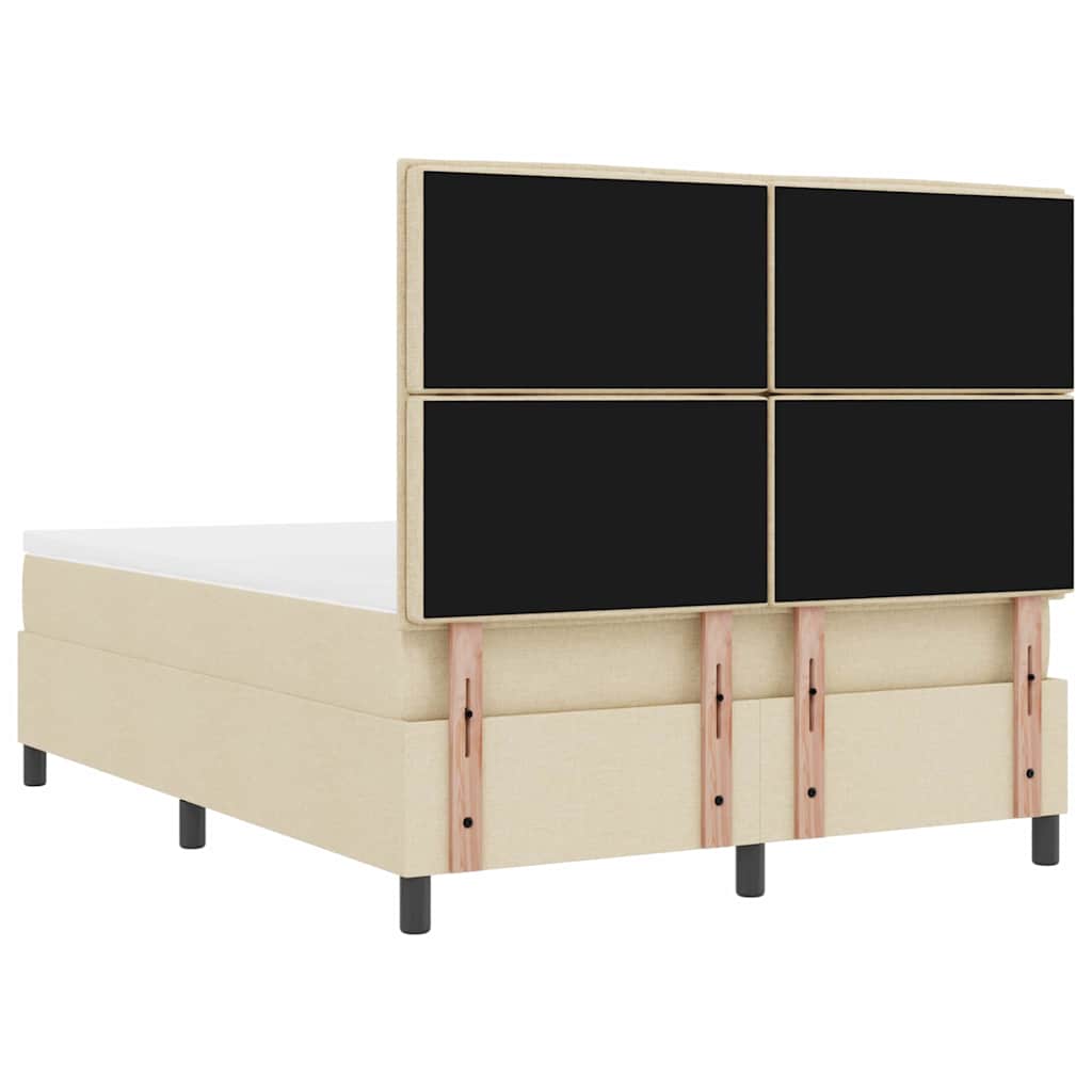 Box spring seng med hovedgærde Creme 160 x 200 cm Stof