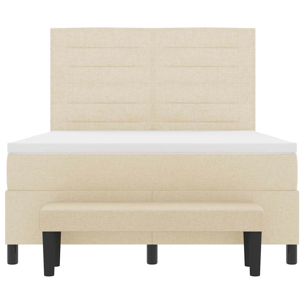 Box spring seng med hovedgærde Creme 160 x 200 cm Stof