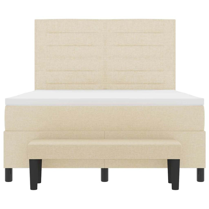 Box spring seng med hovedgærde Creme 160 x 200 cm Stof