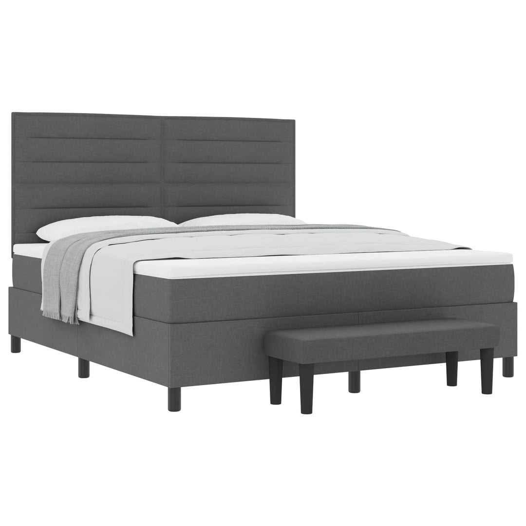 Box spring seng med hovedgærde Mørkegrå 180 x 200 cm Stof