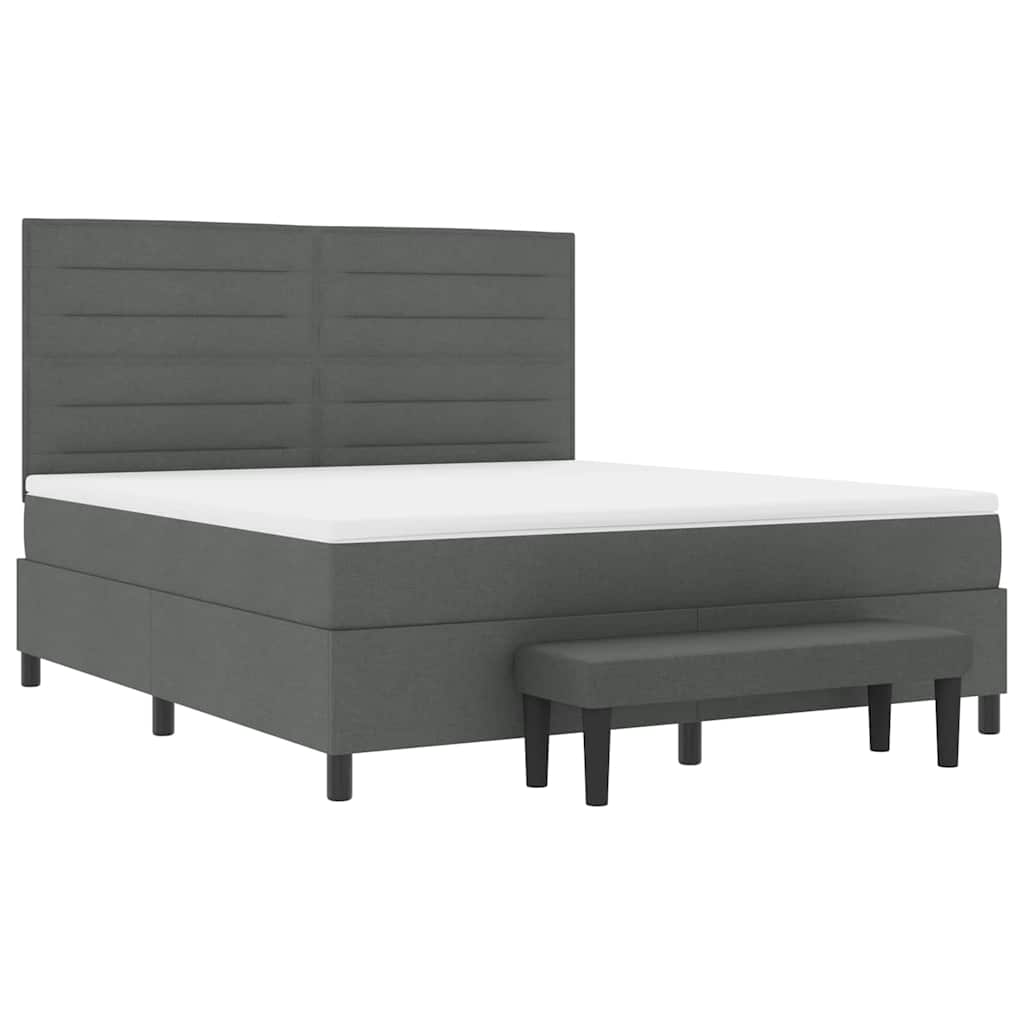 Box spring seng med hovedgærde Mørkegrå 180 x 200 cm Stof