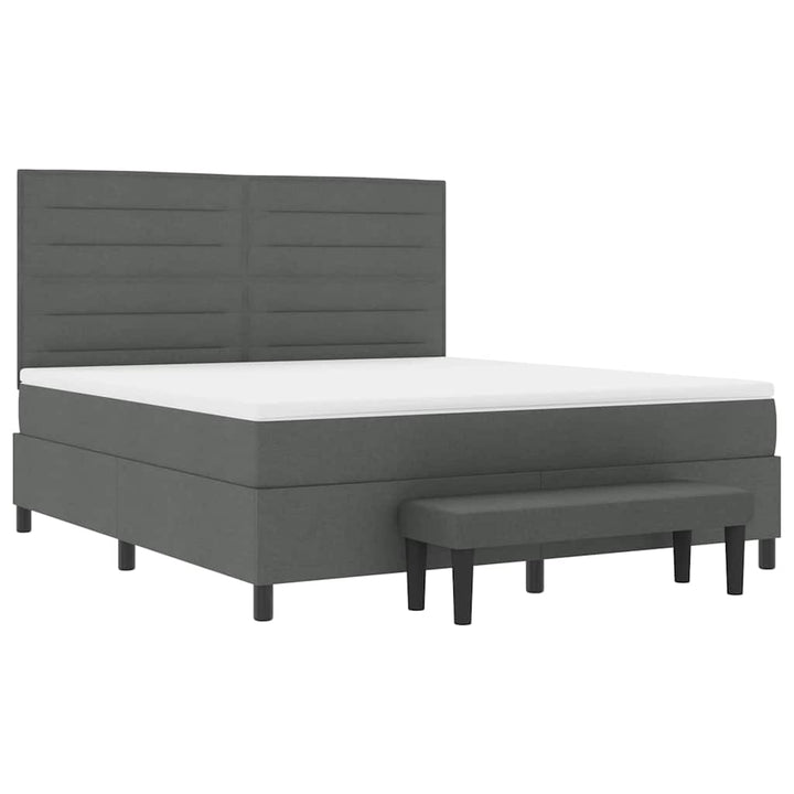 Box spring seng med hovedgærde Mørkegrå 180 x 200 cm Stof