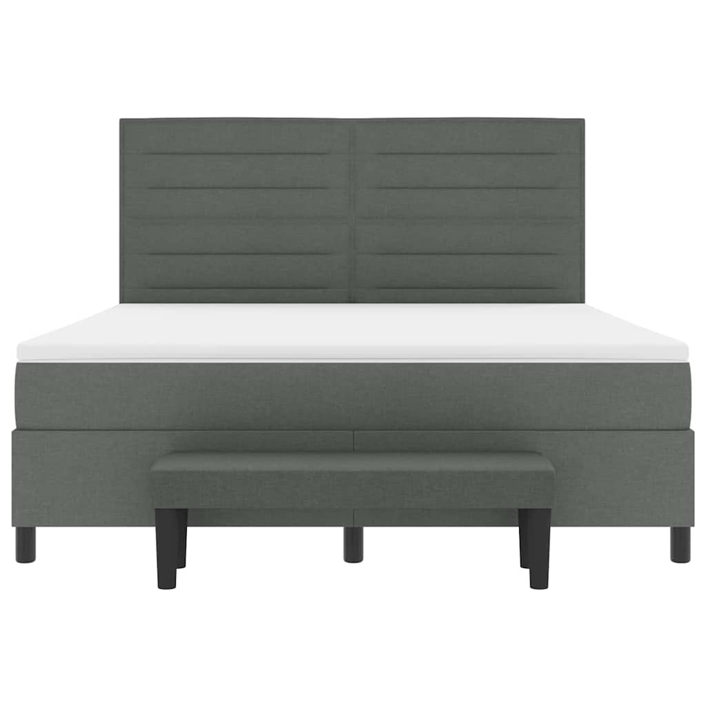 Box spring seng med hovedgærde Mørkegrå 180 x 200 cm Stof