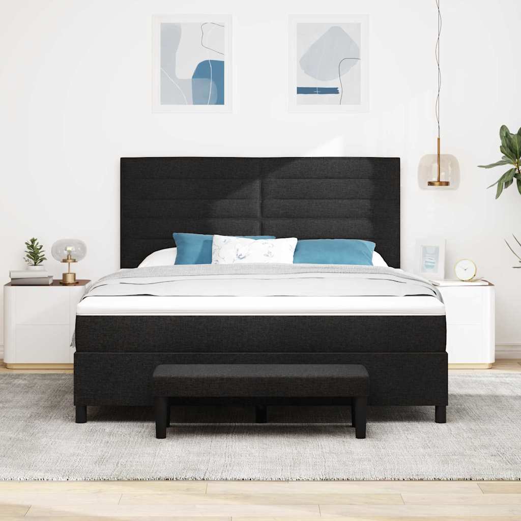 Box spring seng med hovedgærde Sort 180 x 200 cm Stof