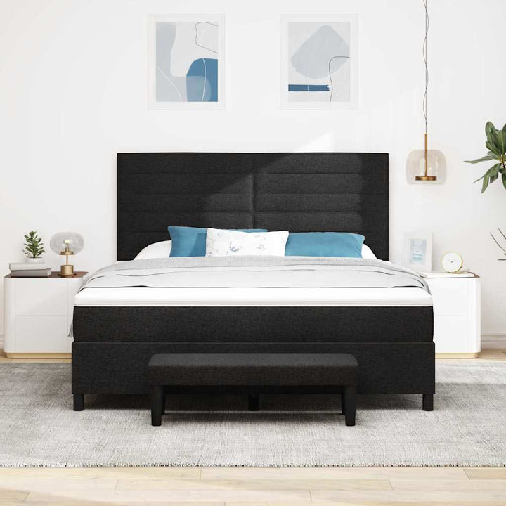 Box spring seng med hovedgærde Sort 180 x 200 cm Stof