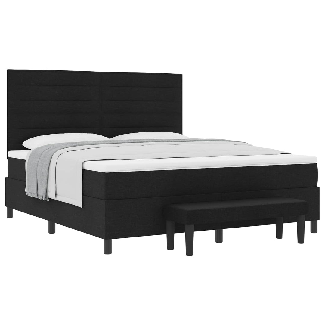 Box spring seng med hovedgærde Sort 180 x 200 cm Stof