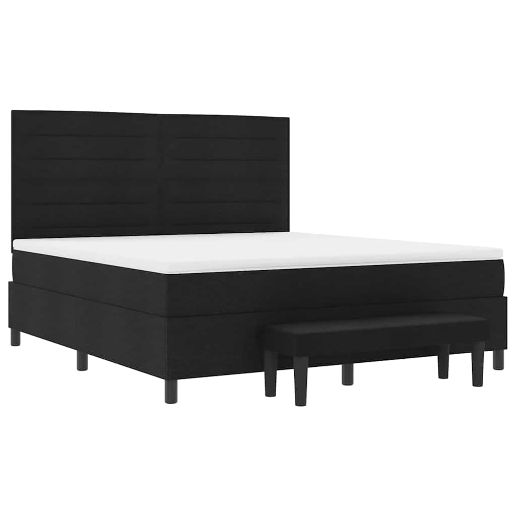 Box spring seng med hovedgærde Sort 180 x 200 cm Stof