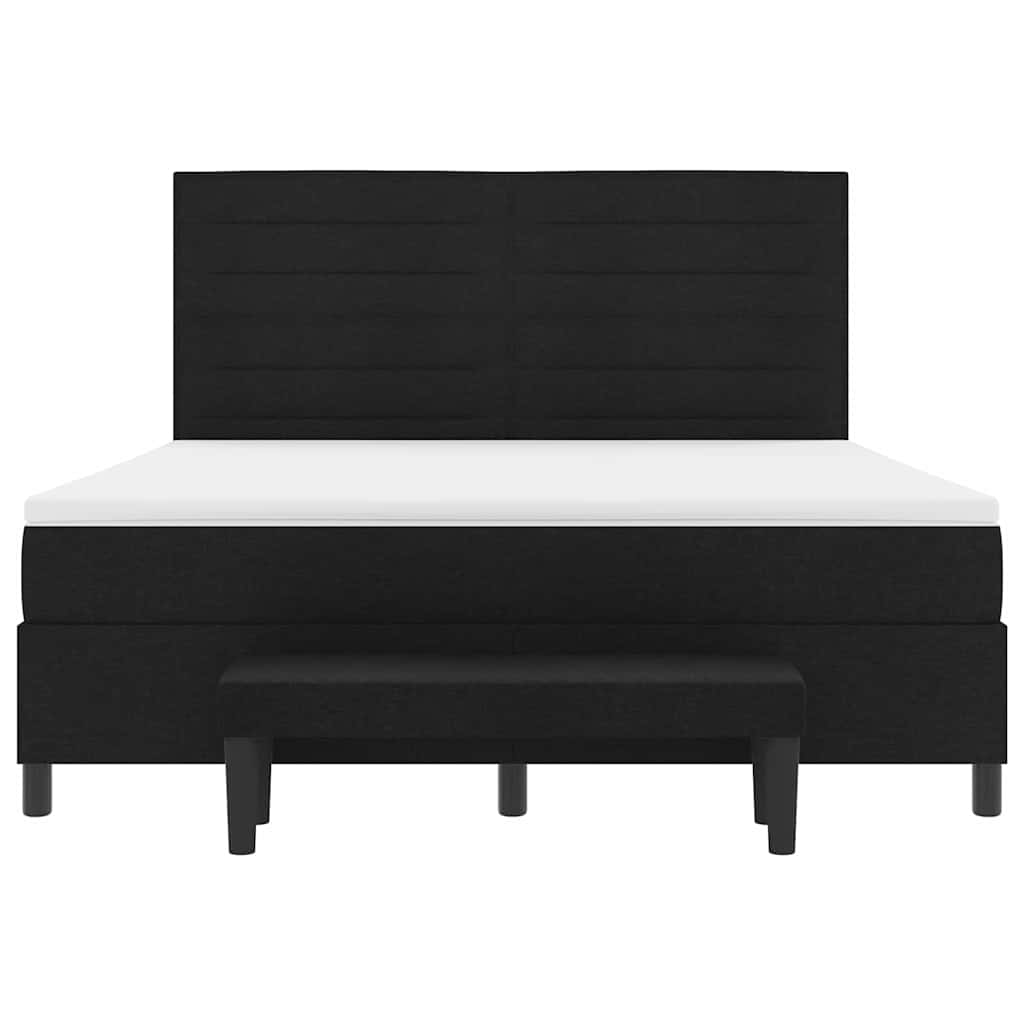 Box spring seng med hovedgærde Sort 180 x 200 cm Stof