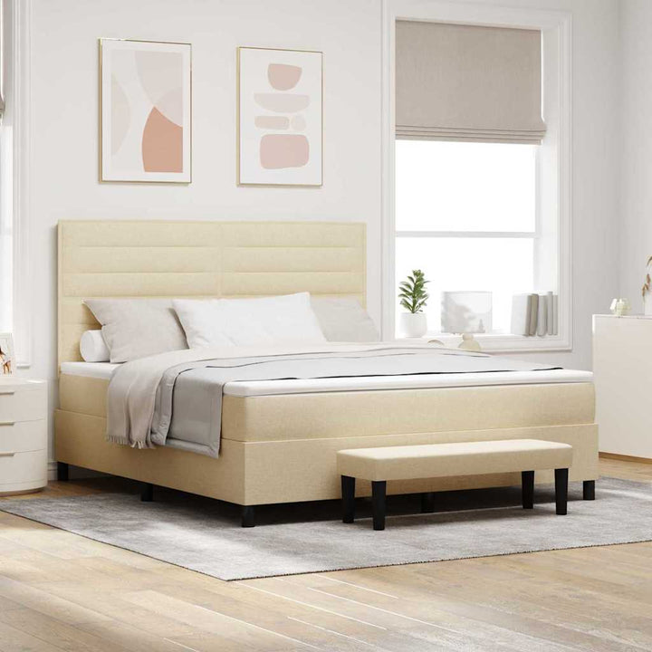 Box spring seng med pude med hovedgærde Creme 180 x 200 cm Stof