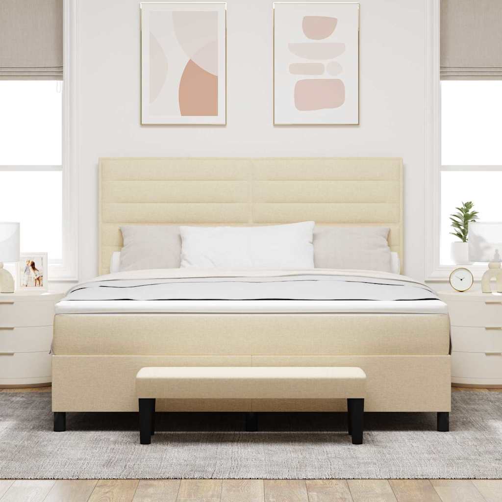 Box spring seng med pude med hovedgærde Creme 180 x 200 cm Stof