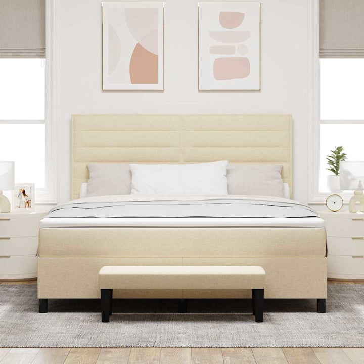 Box spring seng med pude med hovedgærde Creme 180 x 200 cm Stof