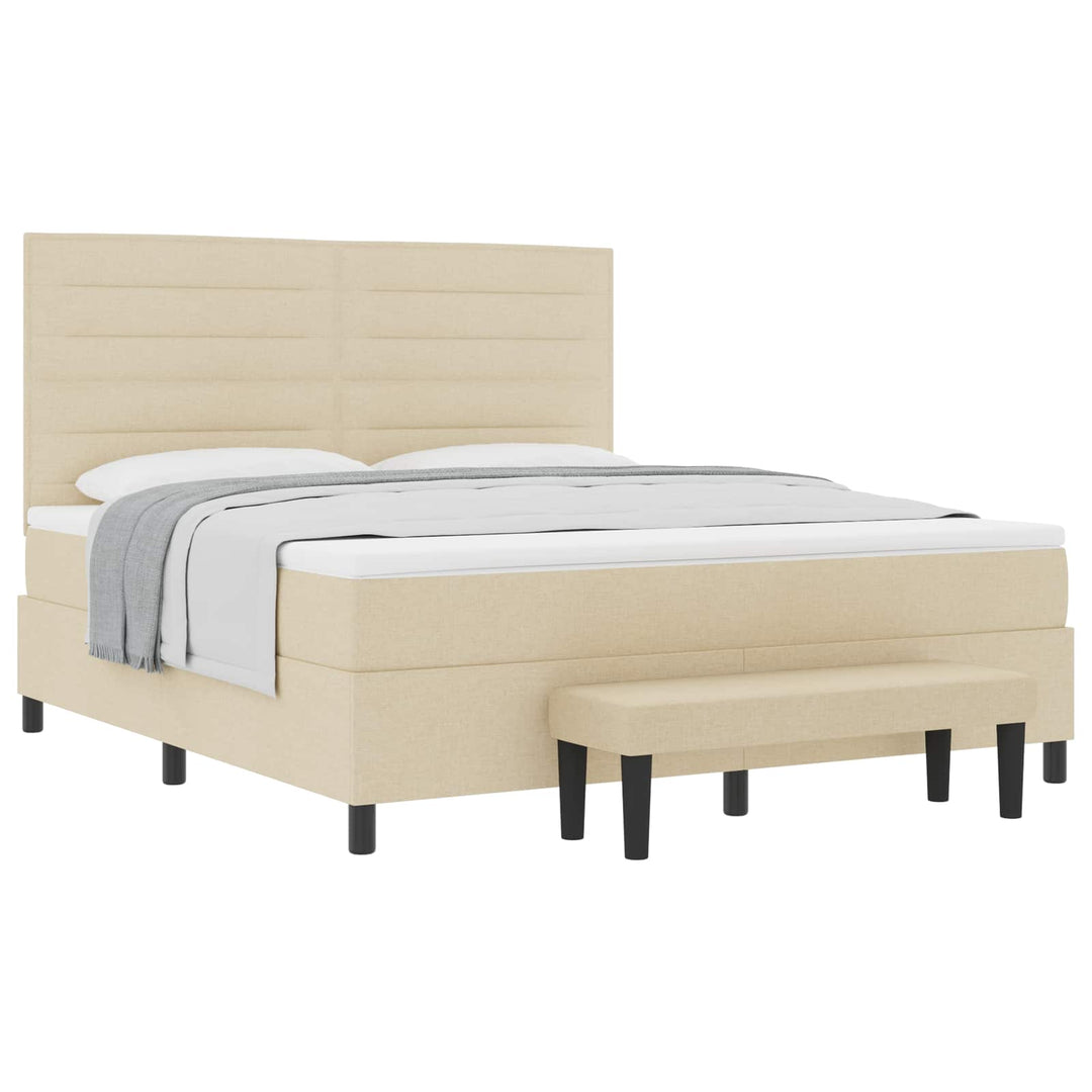 Box spring seng med pude med hovedgærde Creme 180 x 200 cm Stof