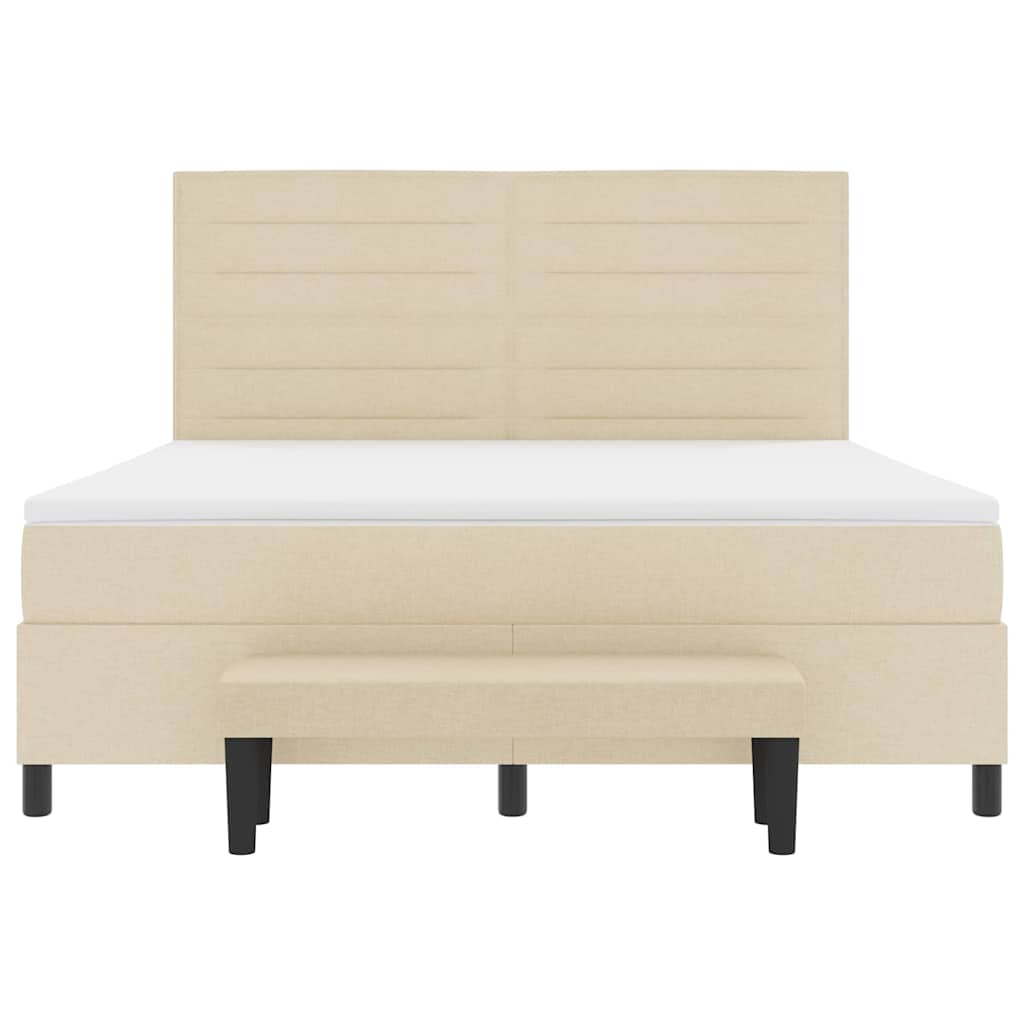 Box spring seng med pude med hovedgærde Creme 180 x 200 cm Stof