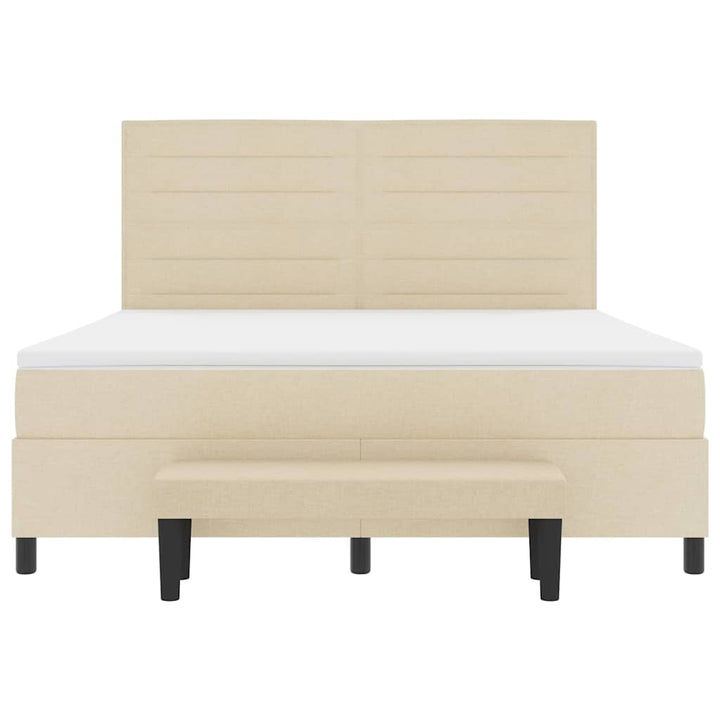 Box spring seng med pude med hovedgærde Creme 180 x 200 cm Stof
