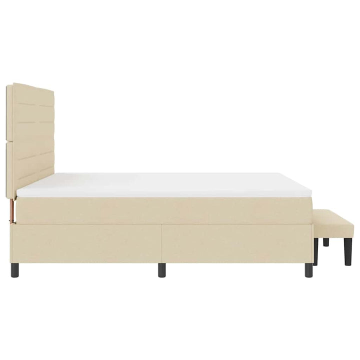 Box spring seng med pude med hovedgærde Creme 180 x 200 cm Stof