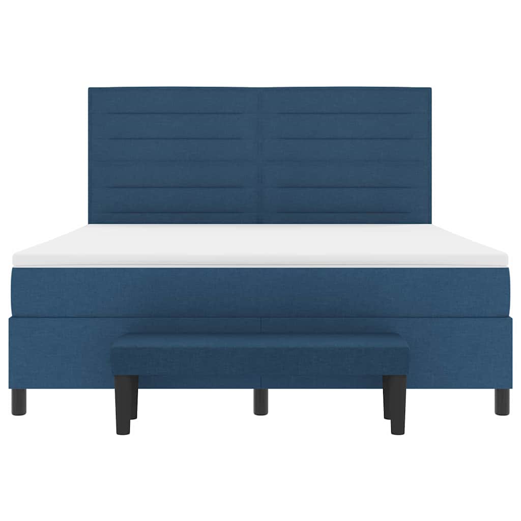 Box spring seng med hovedgærde Blå 180 x 200 cm Stof