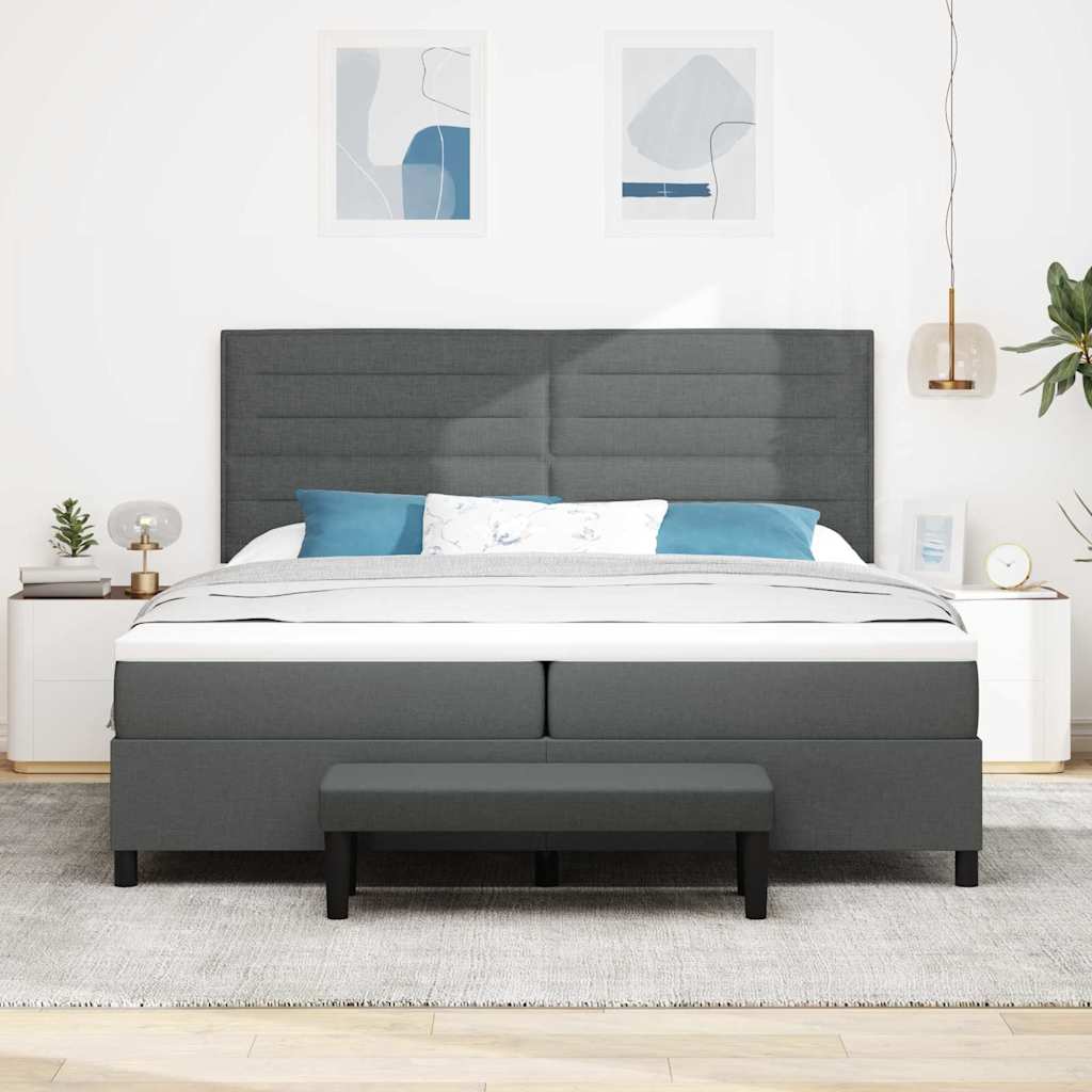 Box spring seng med madras Mørkegrå 200 x 200 cm Stof