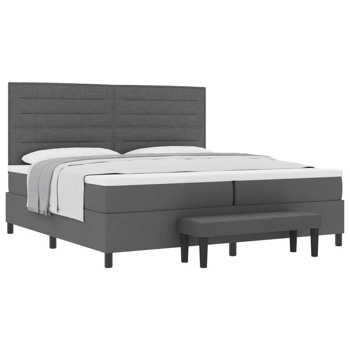 Box spring seng med madras Mørkegrå 200 x 200 cm Stof