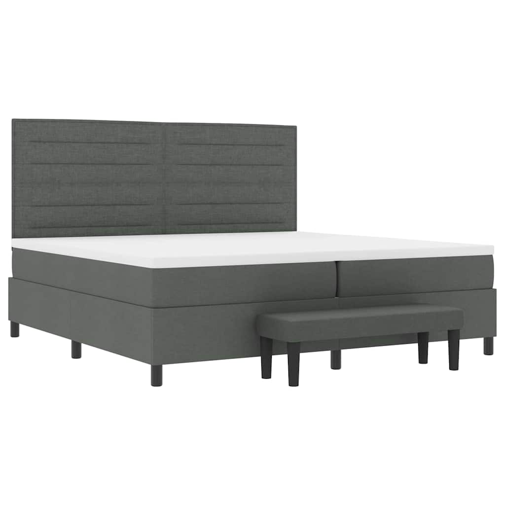 Box spring seng med madras Mørkegrå 200 x 200 cm Stof