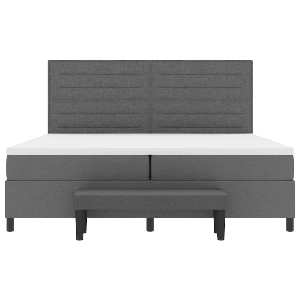Box spring seng med madras Mørkegrå 200 x 200 cm Stof