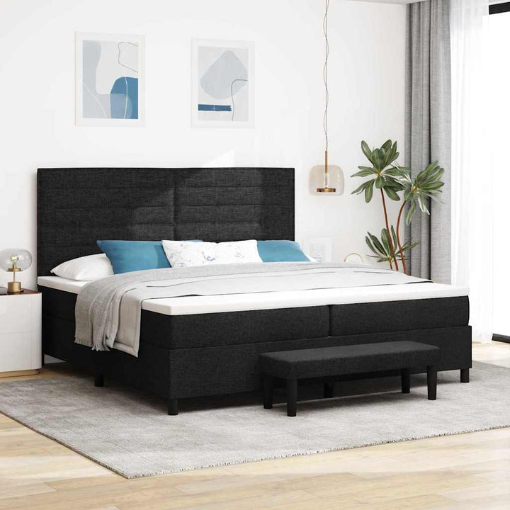 Box spring seng med madras Sort 200 x 200 cm Stof