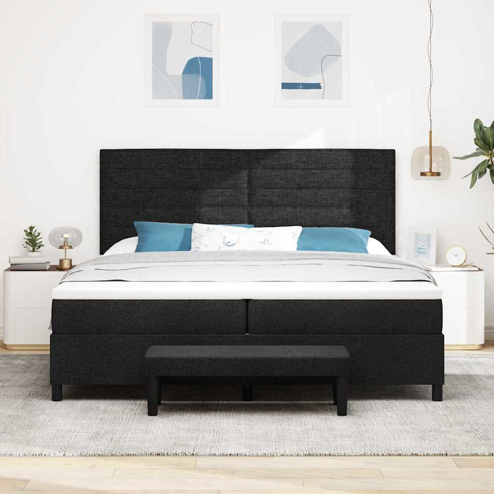 Box spring seng med madras Sort 200 x 200 cm Stof
