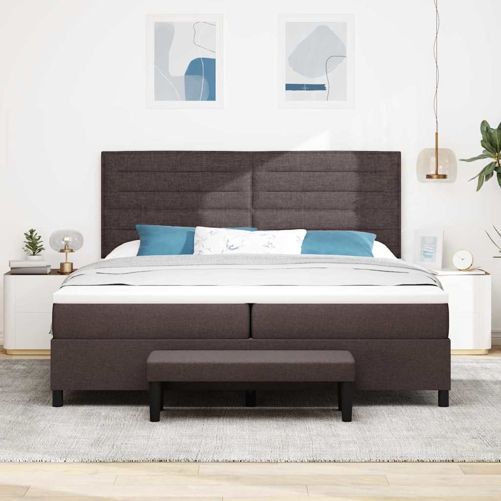 Box spring seng med madras Mørk Brun 200 x 200 cm Stof