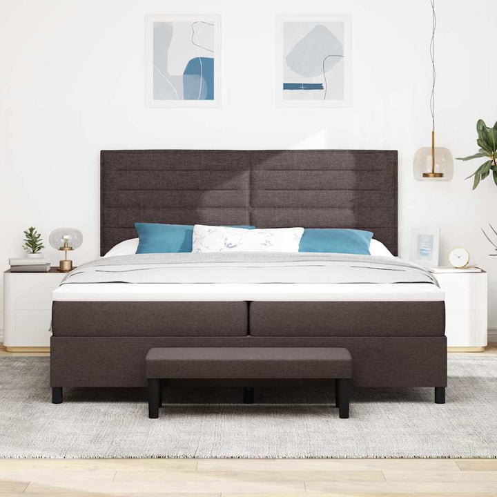 Box spring seng med madras Mørk Brun 200 x 200 cm Stof