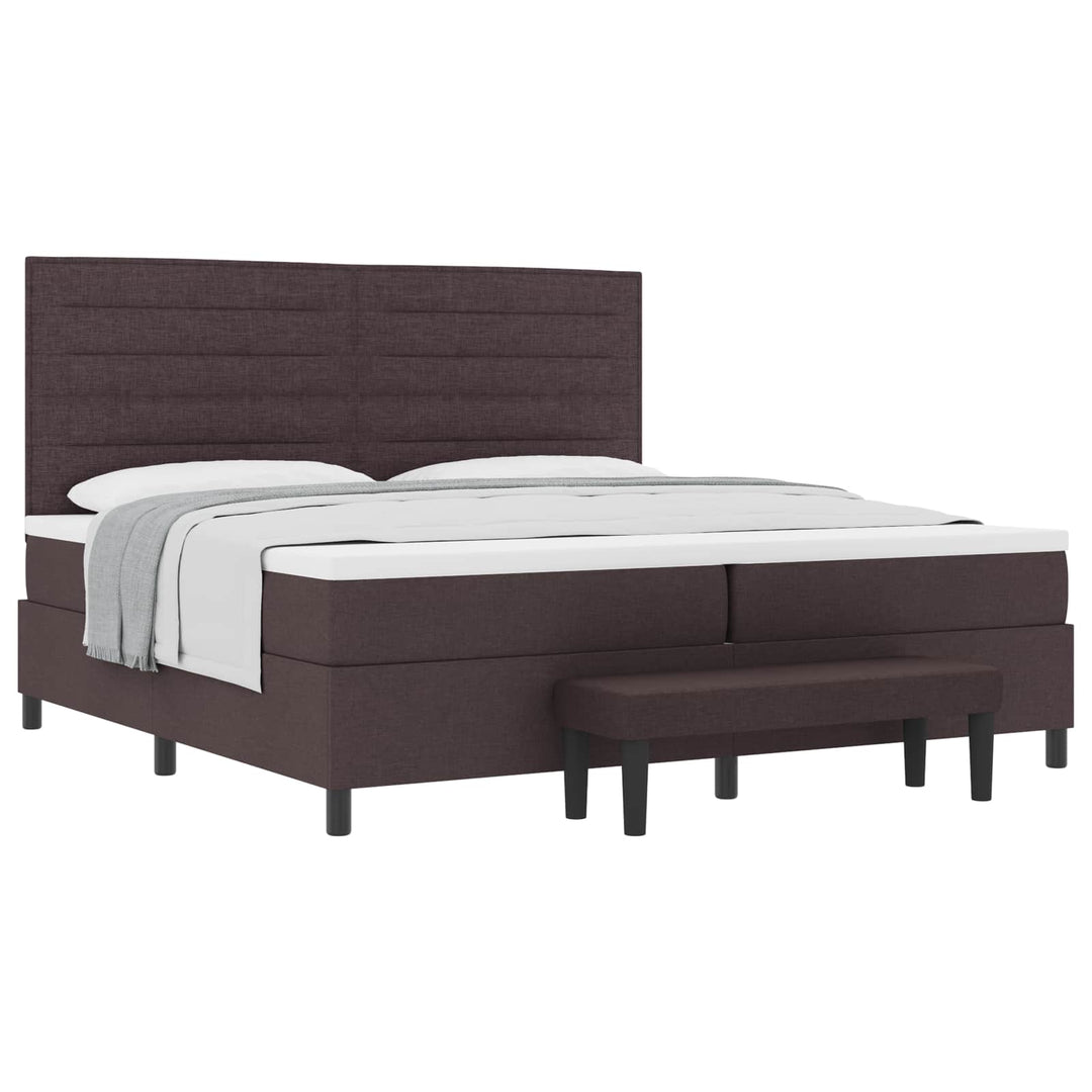 Box spring seng med madras Mørk Brun 200 x 200 cm Stof