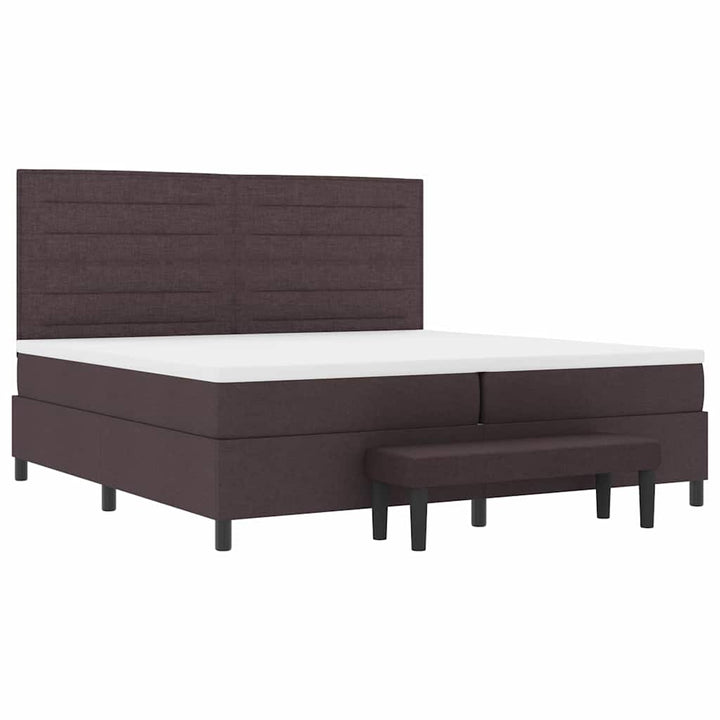 Box spring seng med madras Mørk Brun 200 x 200 cm Stof