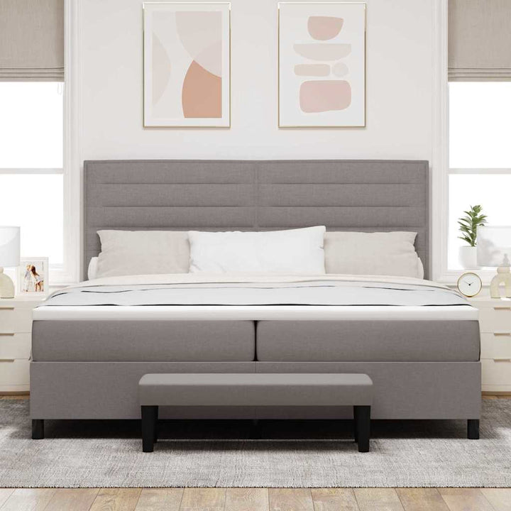 Box spring seng med hovedgærde Gråbrun 200 x 200 cm Stof