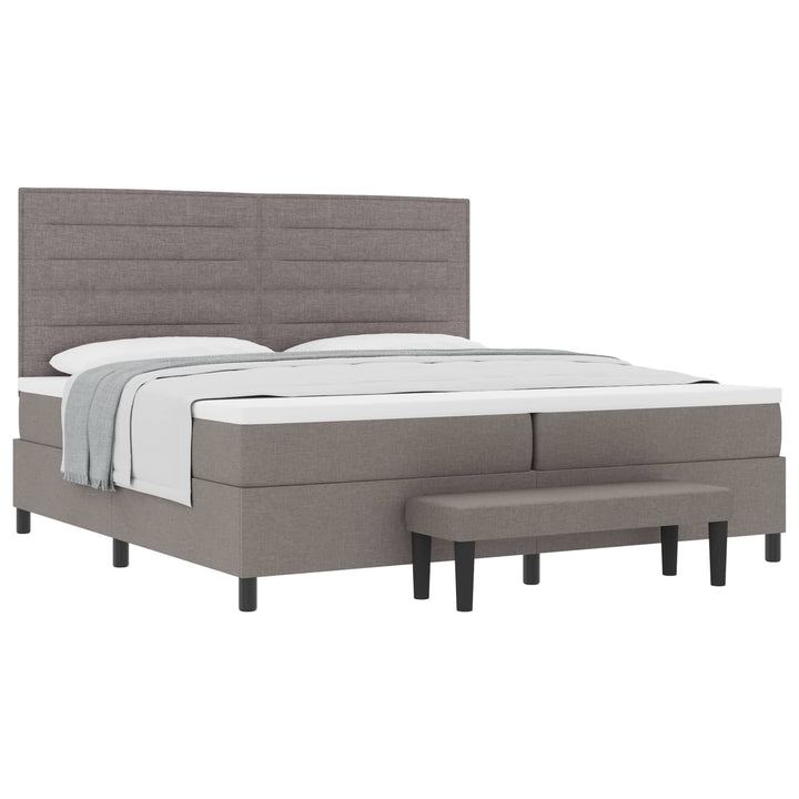 Box spring seng med hovedgærde Gråbrun 200 x 200 cm Stof