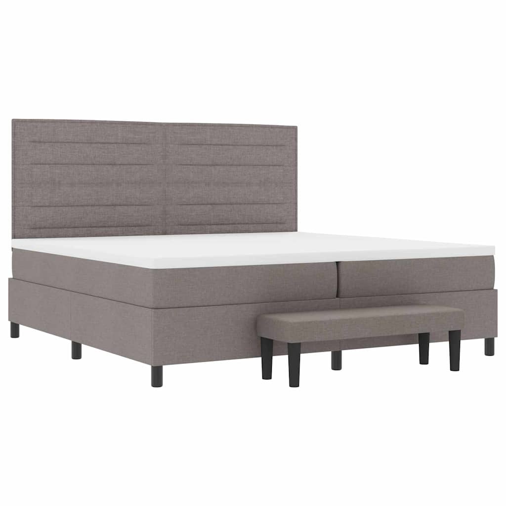 Box spring seng med hovedgærde Gråbrun 200 x 200 cm Stof