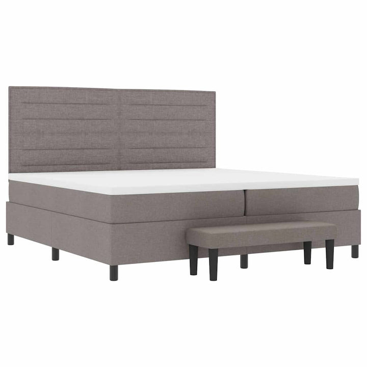 Box spring seng med hovedgærde Gråbrun 200 x 200 cm Stof
