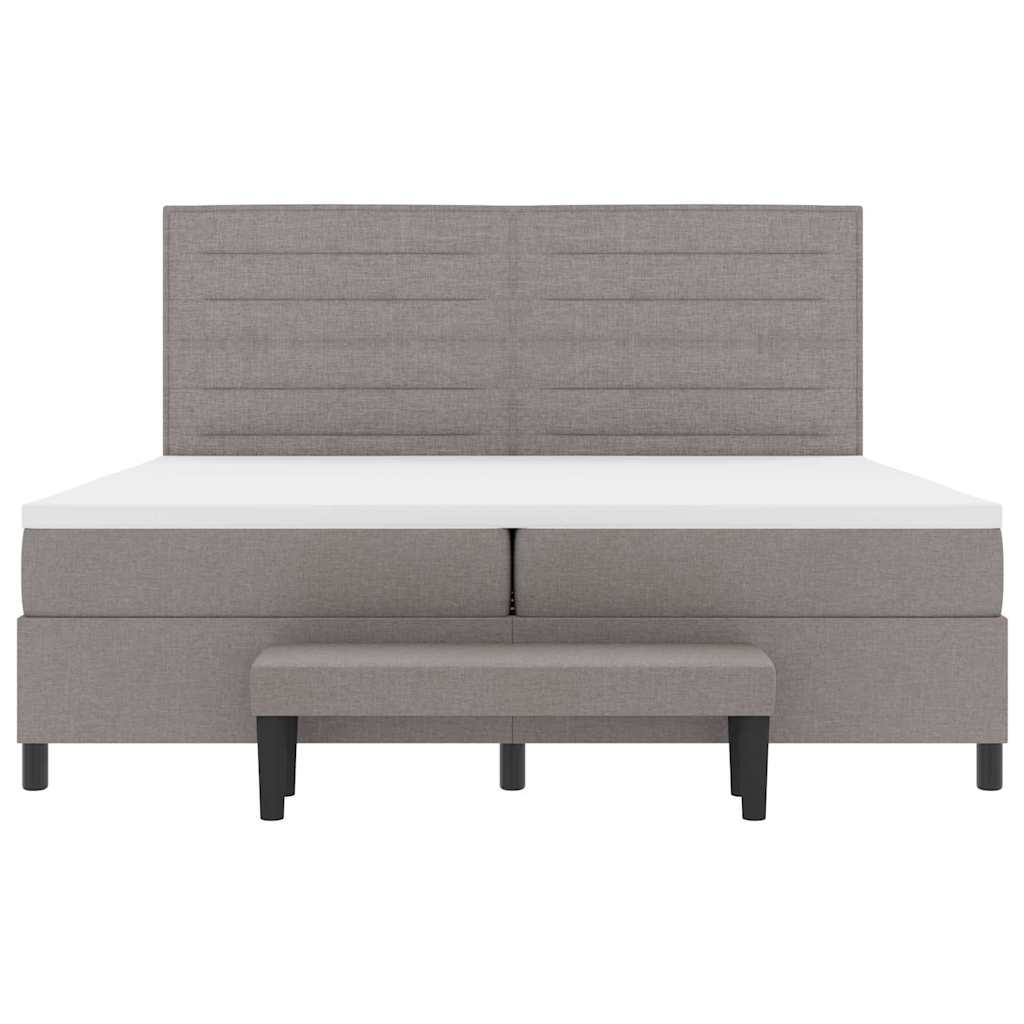 Box spring seng med hovedgærde Gråbrun 200 x 200 cm Stof