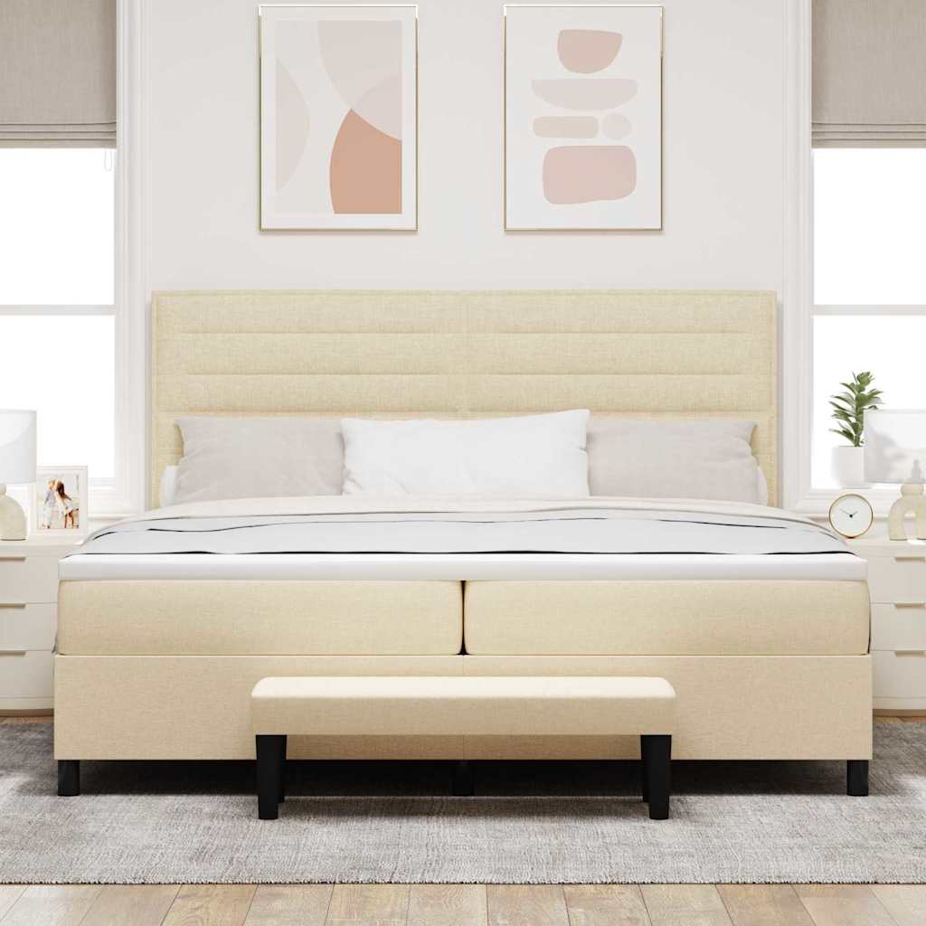 Box spring seng med madras Creme 200 x 200 cm Stof