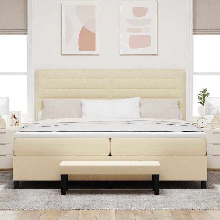 Box spring seng med madras Creme 200 x 200 cm Stof