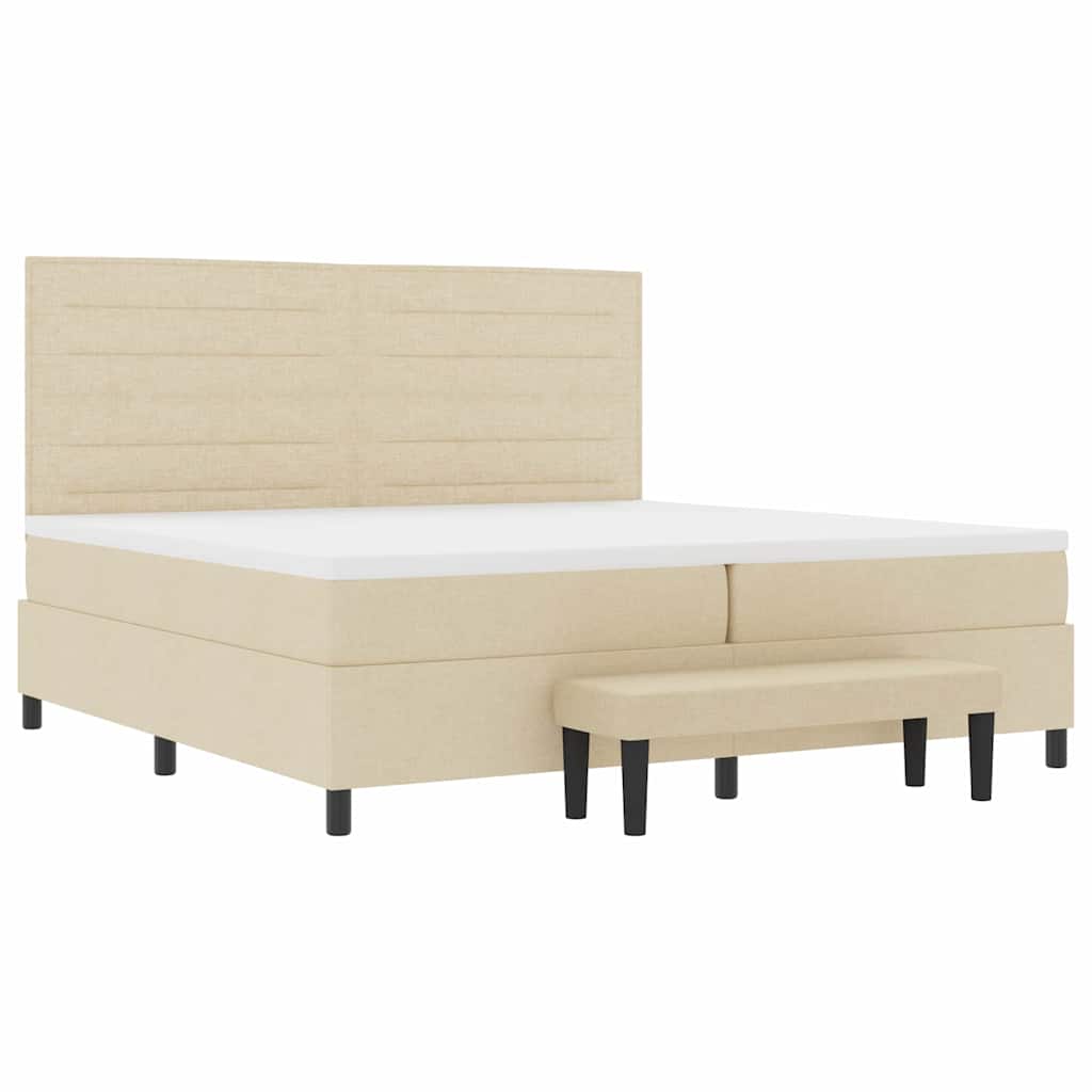 Box spring seng med madras Creme 200 x 200 cm Stof