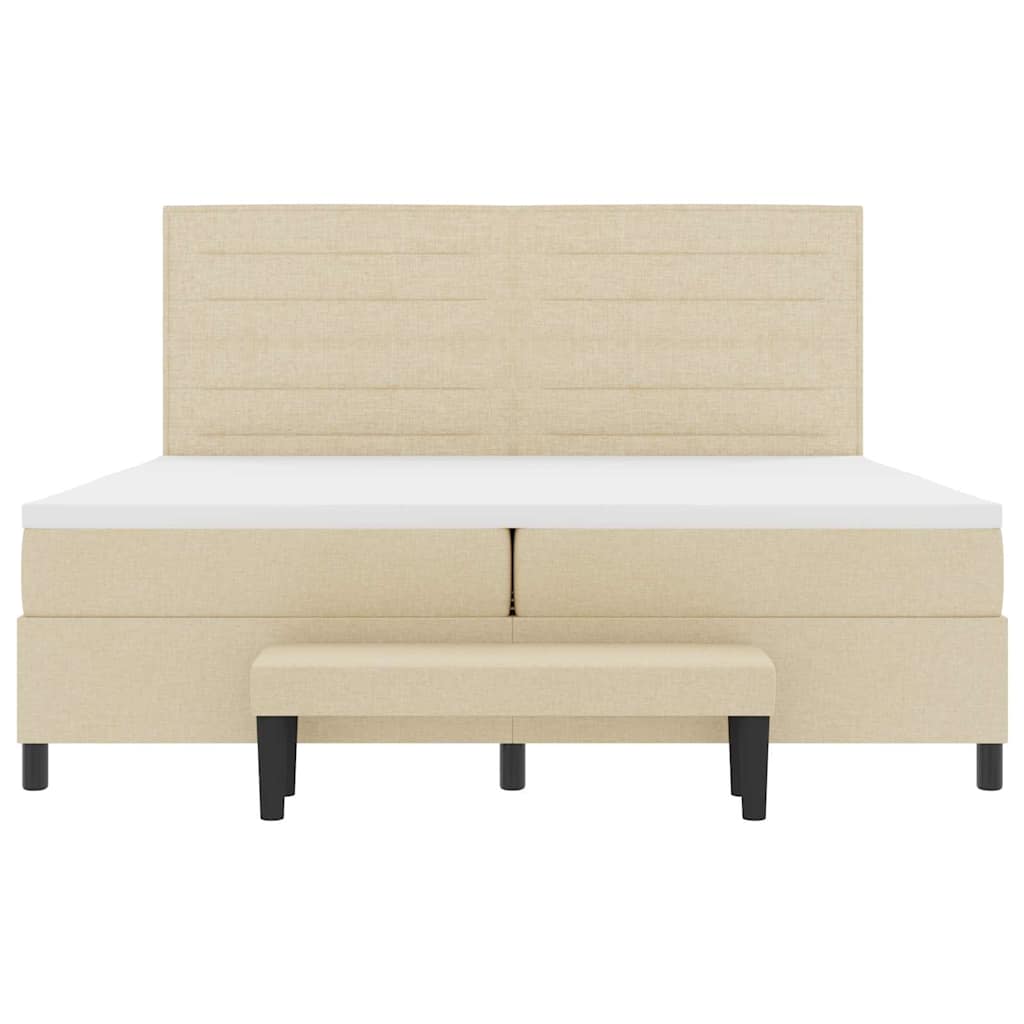 Box spring seng med madras Creme 200 x 200 cm Stof