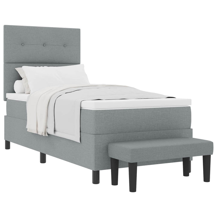Box spring seng med hovedgærde Lysegrå 80 x 200 cm Stof
