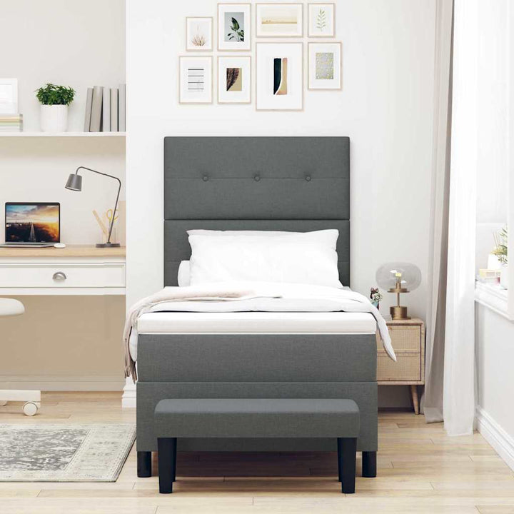 Box spring seng med hovedgærde Mørkegrå 80 x 200 cm Stof