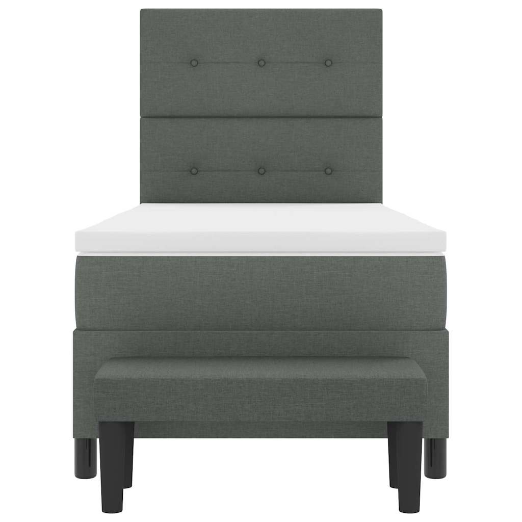 Box spring seng med hovedgærde Mørkegrå 80 x 200 cm Stof