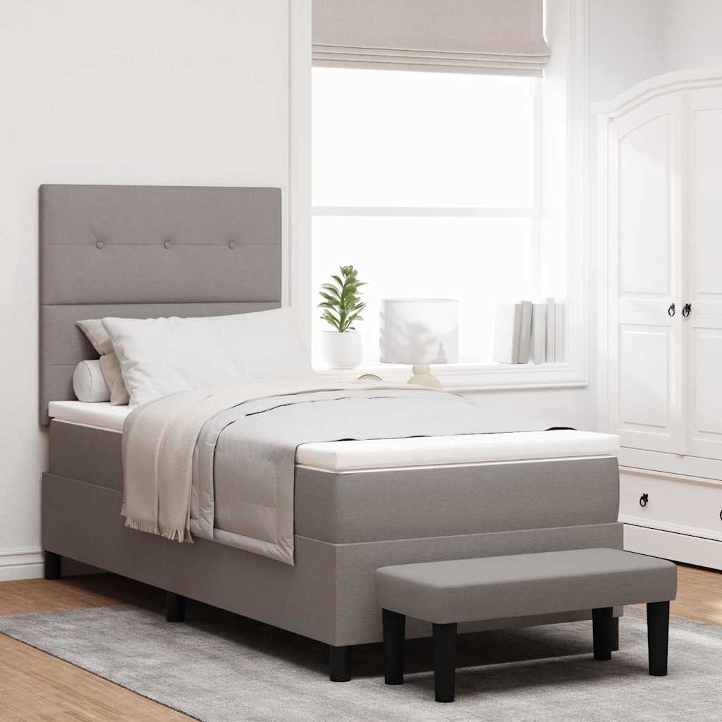 Box spring seng med hovedgærde Gråbrun 80 x 200 cm Stof