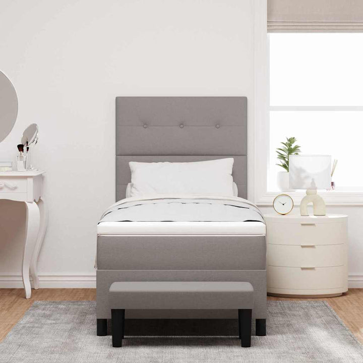 Box spring seng med hovedgærde Gråbrun 80 x 200 cm Stof