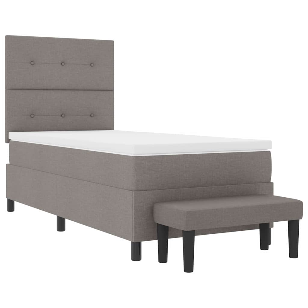 Box spring seng med hovedgærde Gråbrun 80 x 200 cm Stof