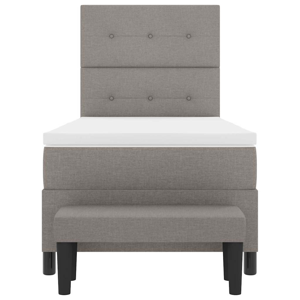 Box spring seng med hovedgærde Gråbrun 80 x 200 cm Stof