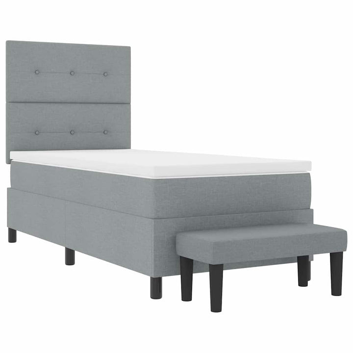 Box spring seng med hovedgærde Lysegrå 90 x 190 cm Stof