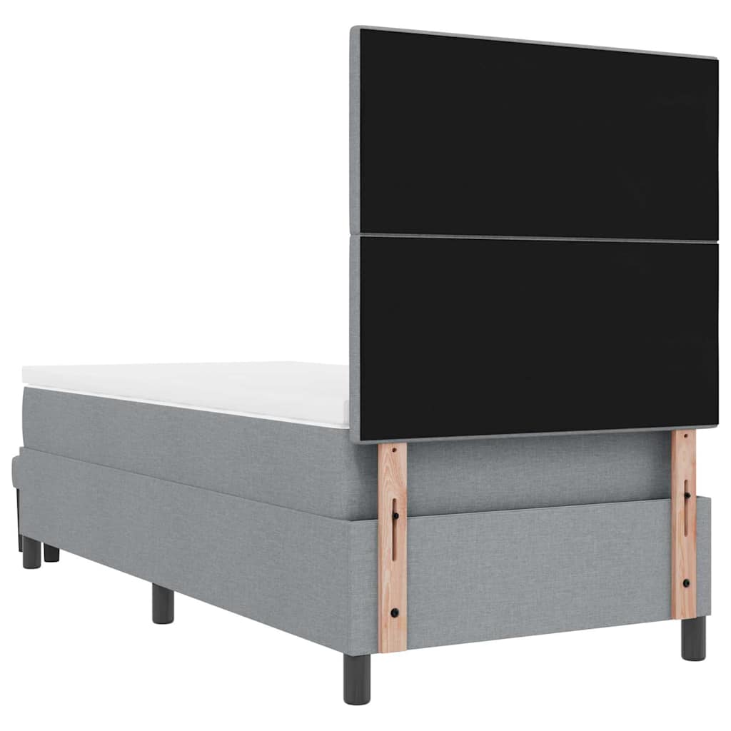 Box spring seng med hovedgærde Lysegrå 90 x 190 cm Stof