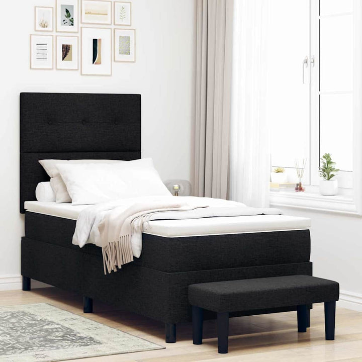 Box spring seng med hovedgærde Sort 90 x 190 cm Stof